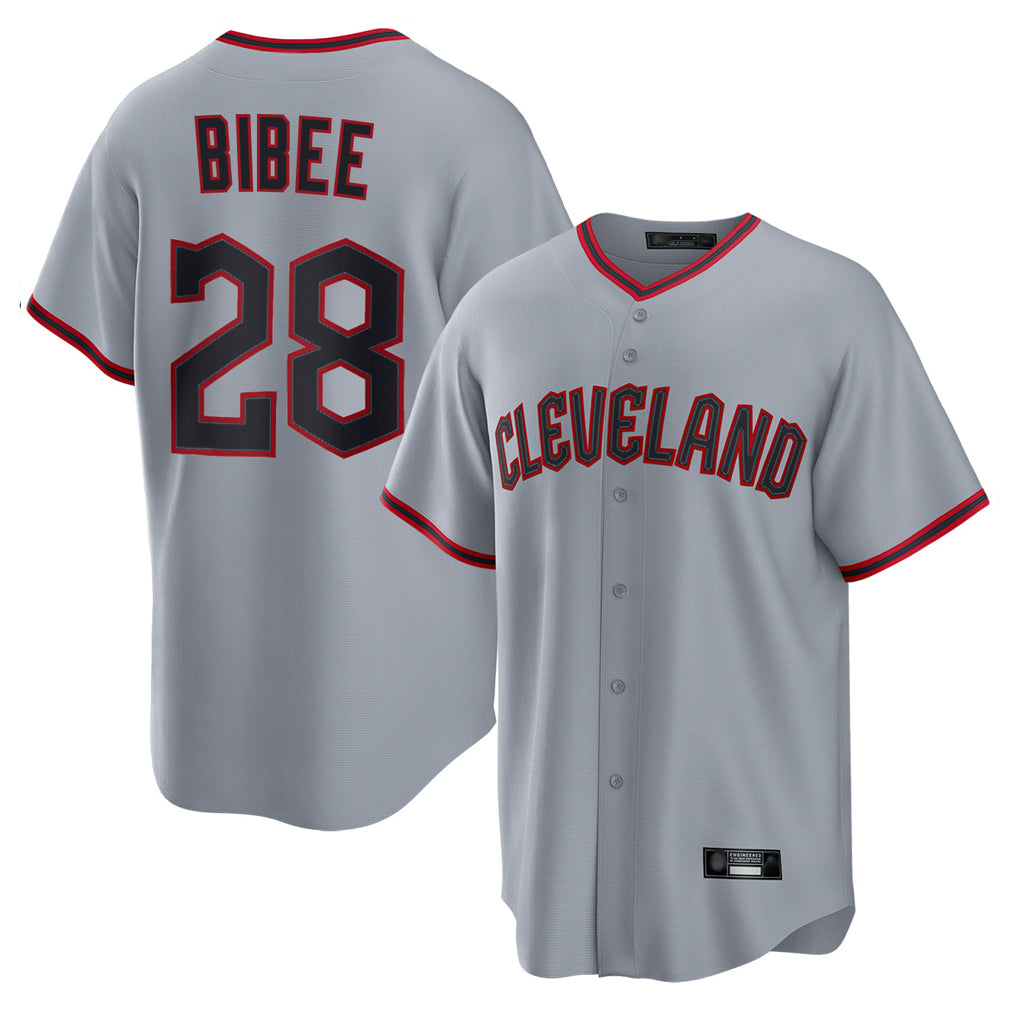 C.Guardians #28 Tanner Bibee Player Gray Home Game Jdoa Stitched Jerseys