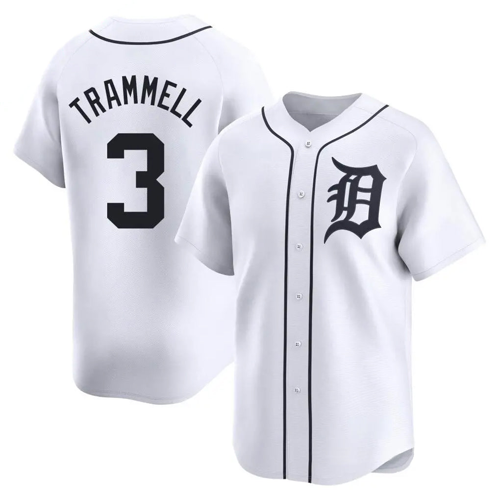 D.Tigers #3 Alan Trammell Player White Home Limited Jdoa Stitched Jerseys