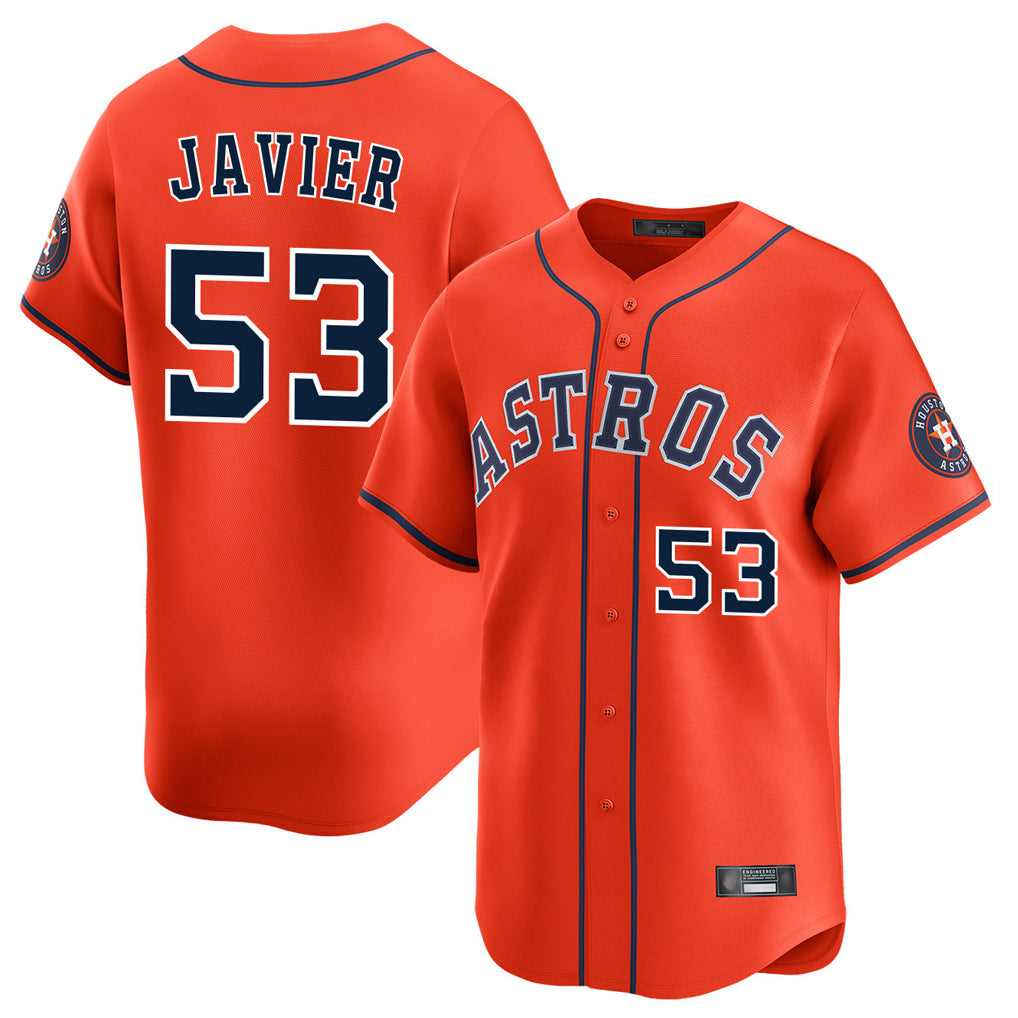 H.Astros #53 Cristian Javier Player Orange Home Limited Jdoa Stitched Jerseys