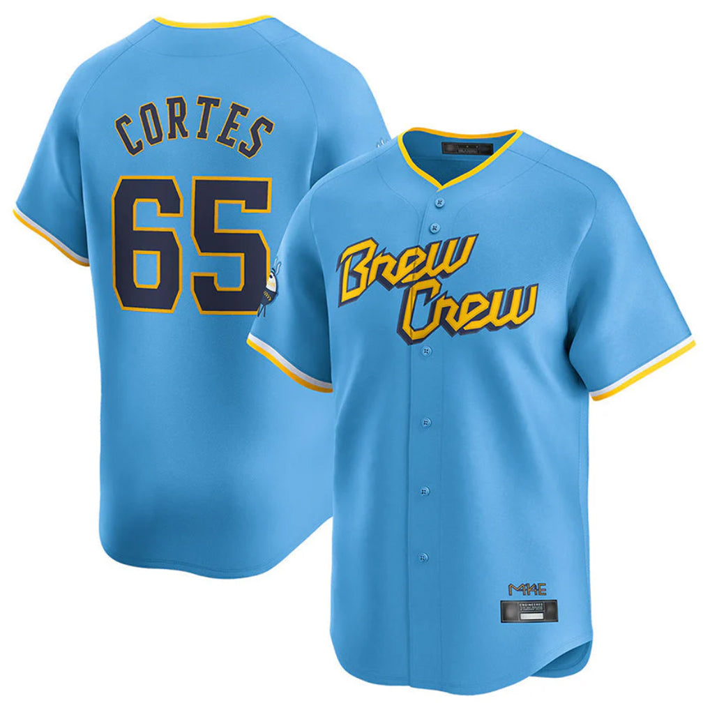 M.Brewers #65 Nestor Cortes Player Light Blue City Connect Home Limited Jdoa Stitched Jerseys