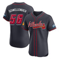 A.Braves #56 Spencer Schwellenbach Player Navy 2025 Speedway Classic Limited Elite Home Game Jdoa Stitched Jerseys