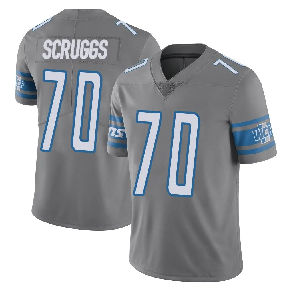 D.Lions #70 Juice Scruggs Player Gray Vapor Untouchable Limited Home Game Jdoa Stitched Jerseys