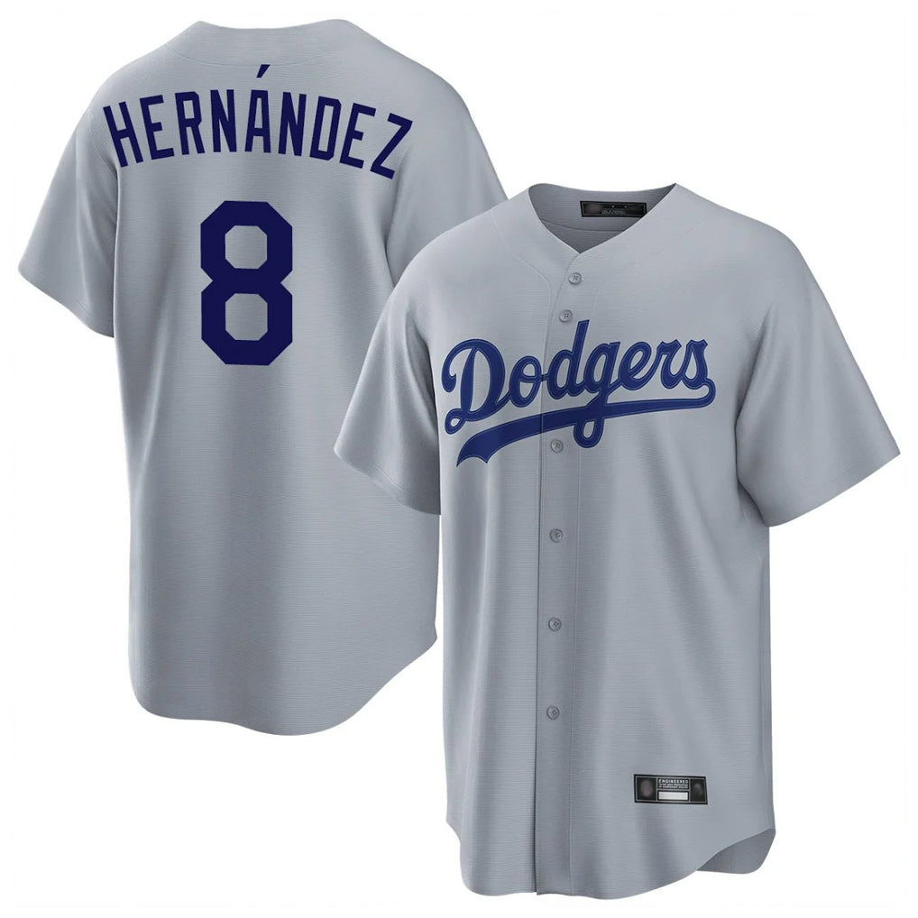 LA.Dodgers #8 Enrique Hern¨¢ndez Player Gray Game Jdoa Stitched Jerseys