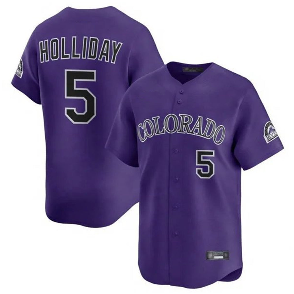 C.Rockies #5 Matt Holliday Player Purple Limited Home Jdoa Stitched Jerseys