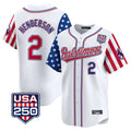B.Orioles #2 Gunnar Henderson Player White USA 250 Independence Day Vapor Premier Limited Home Game Jdoa Stitched Jerseys