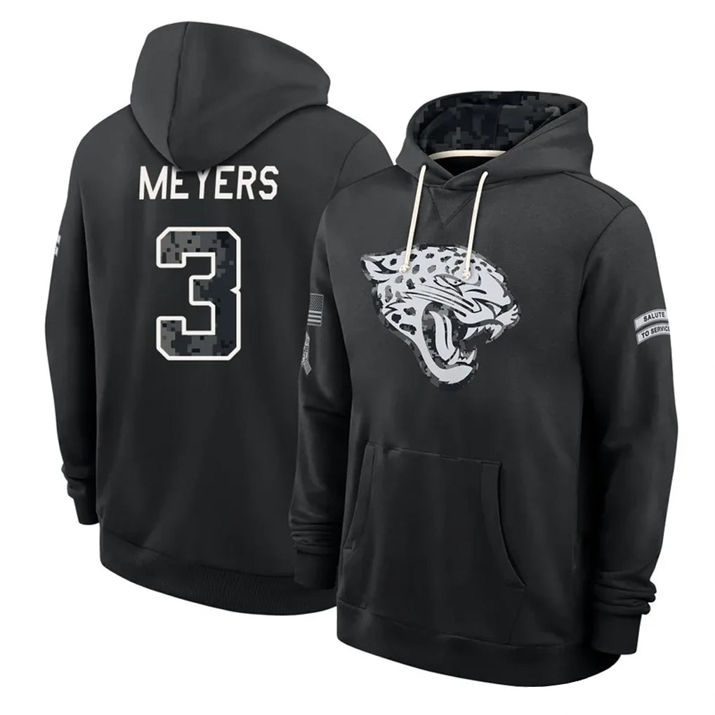 J.Jaguars #3 Jakobi Meyers Player 2026 Black Logo Pullover Hoodies Limited Game Jdoa Stitched Jerseys