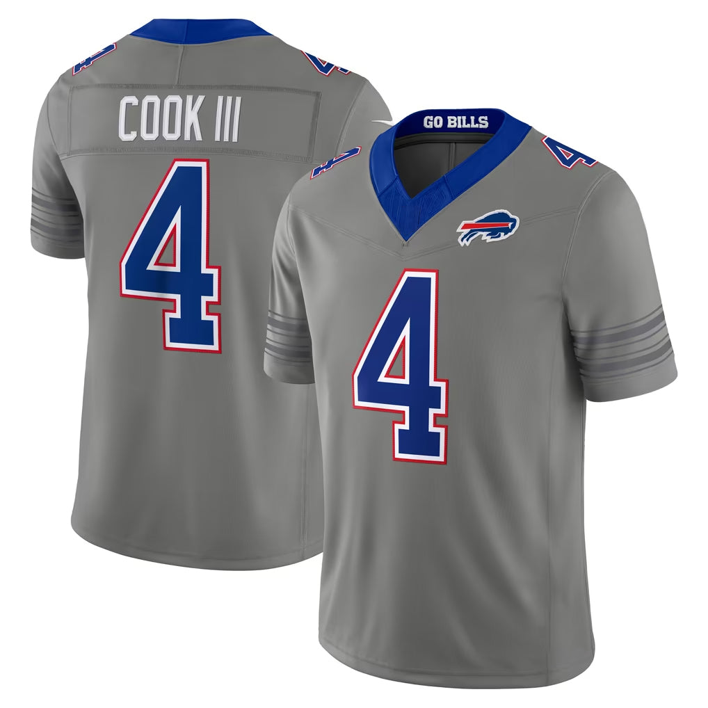 B.Bills #4 James Cook III Player Gray Limited Nickel City Home Game Jdoa Stitched Jerseys