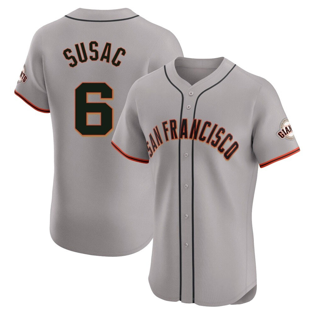 SF.Giants #6 Daniel Susac Player Gray Home Limited Elite Jdoa Stitched Jerseys