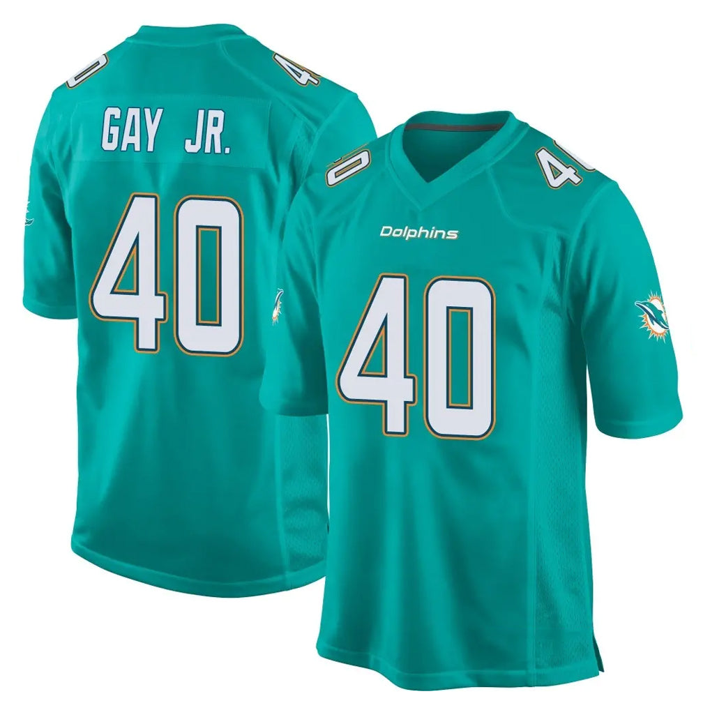 M.Dolphins #40 Willie Gay Jr. Player Aqua Team Color Home Game Jdoa Stitched Jerseys