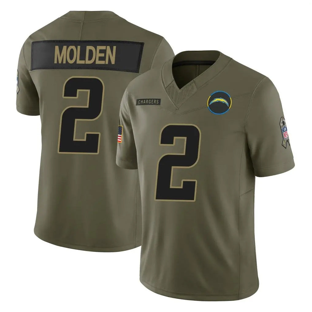 LA.Chargers #2 Elijah Molden Player Olive 2025 Salute To Service Limited Game Stitched Jerseys