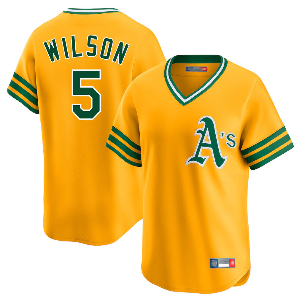 Athletics #5 Jacob Wilson Player Gold Cooperstown Collection T-shirt Game Jdoa Stitched Jerseys