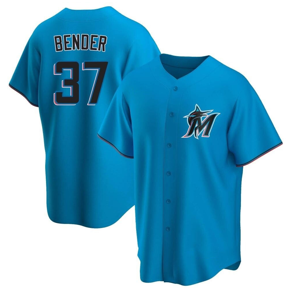 M.Marlins #37 Anthony Bender Player Blue Home Game Jdoa Stitched Jerseys