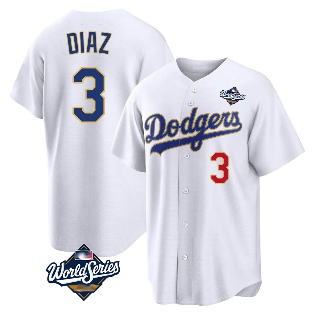 LA.Dodgers #3 Edwin D¨ªaz Player Gold White World Series World Series 2026 Collection Stadium Limited Jdoa Stitched Jerseys