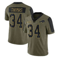 B.Bills #34 Thurman Thomas Player Olive Salute To Service Limited Jdoa Stitched Jerseys