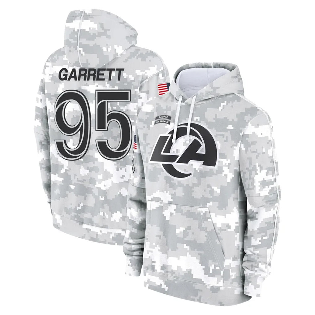 LA.Rams #95 Myles Garrett Player Arctic Camo Salute to Service Hoodies Limited Game Jdoa Stitched Jerseys