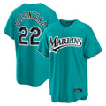 M.Marlins #22 Sandy Alcantara Player Teal  Home Game Jdoa Stitched Jerseys
