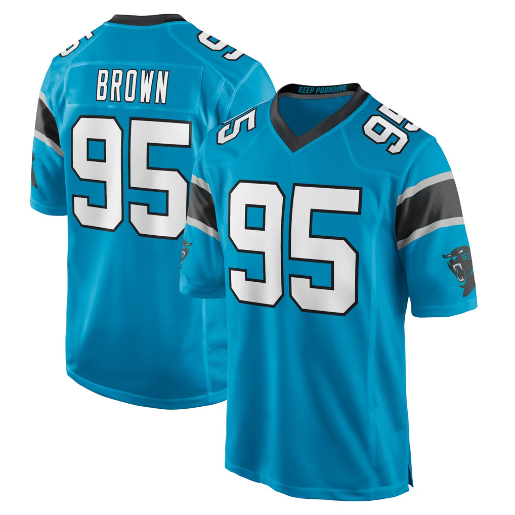 C.Panthers #95 Derrick Brown Player Blue Game Jdoa Stitched Jerseys
