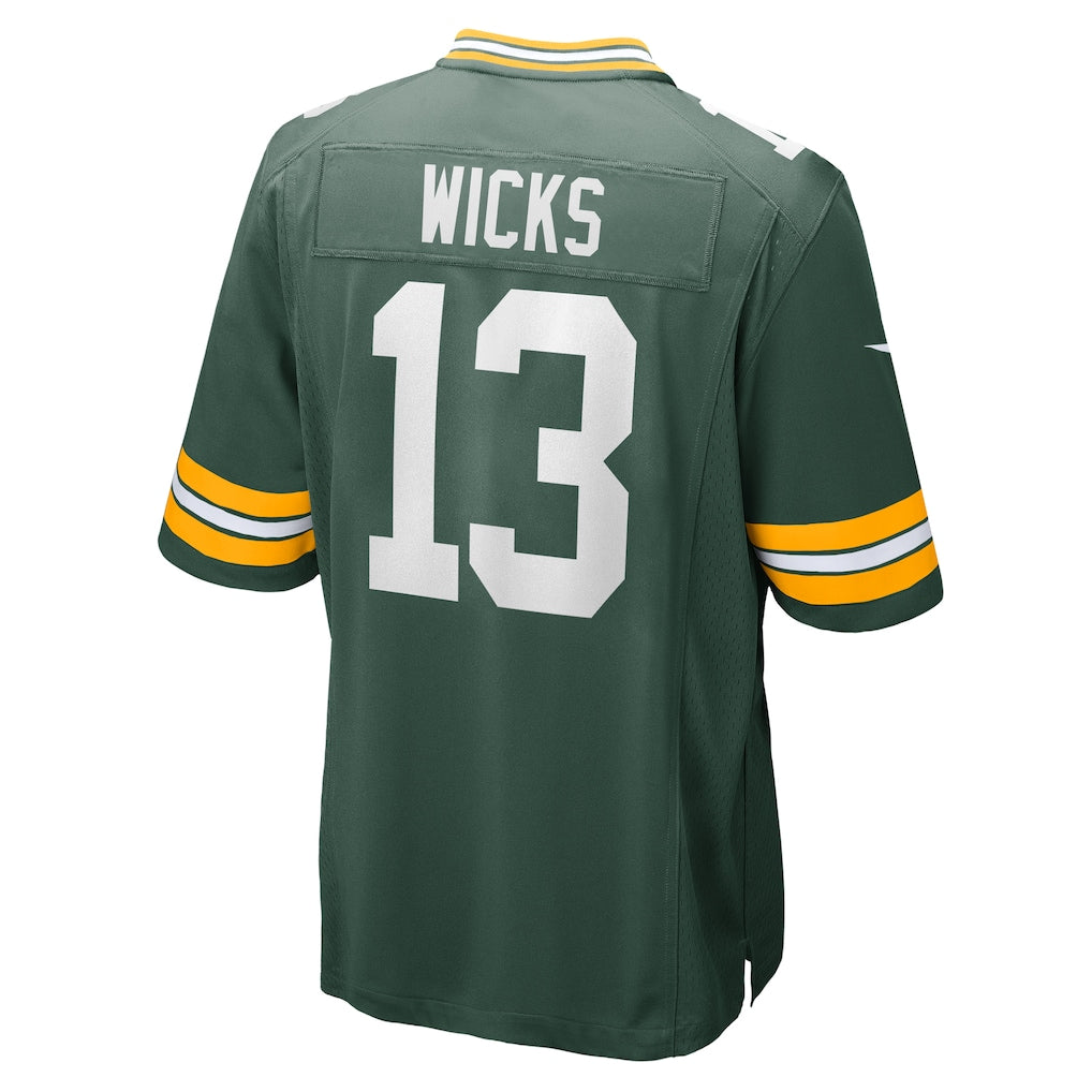 Jdoa GB.Packers #13 Dontayvion Wicks Green Game Jersey
