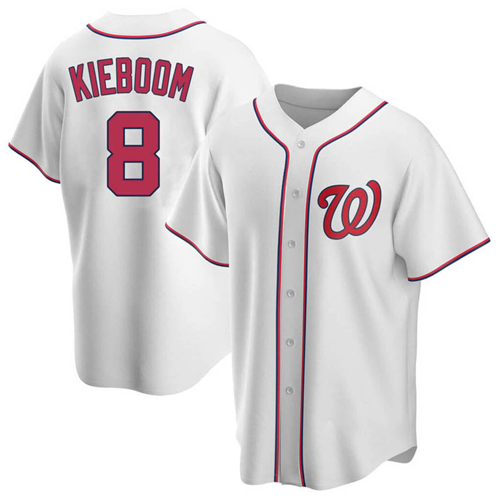 W.Nationals #8 Carter Kieboom Player White Home Replica Game Jdoa Stitched Jerseys