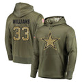 D.Cowboys #33 Javonte Williams Player Olive Salute to Service Pullover Hoodies Home Game Jdoa Stitched Jerseys