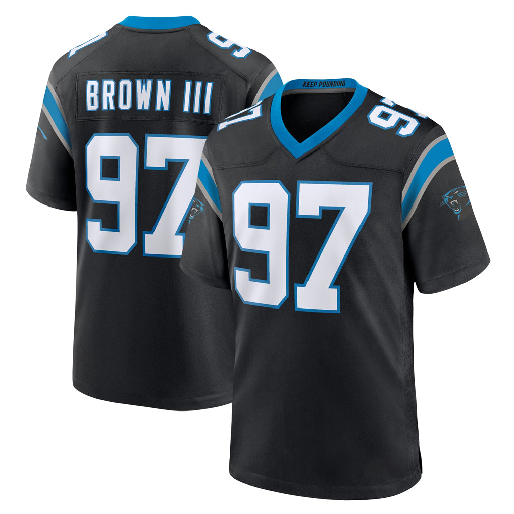 C.Panthers #97 Bobby Brown III Player Black Limited Home Game Jdoa Stitched Jerseys