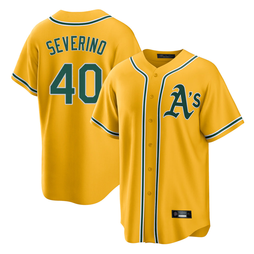 Athletics #40 Luis Severino Player Gold Alternate Home Game Jdoa Stitched Jerseys