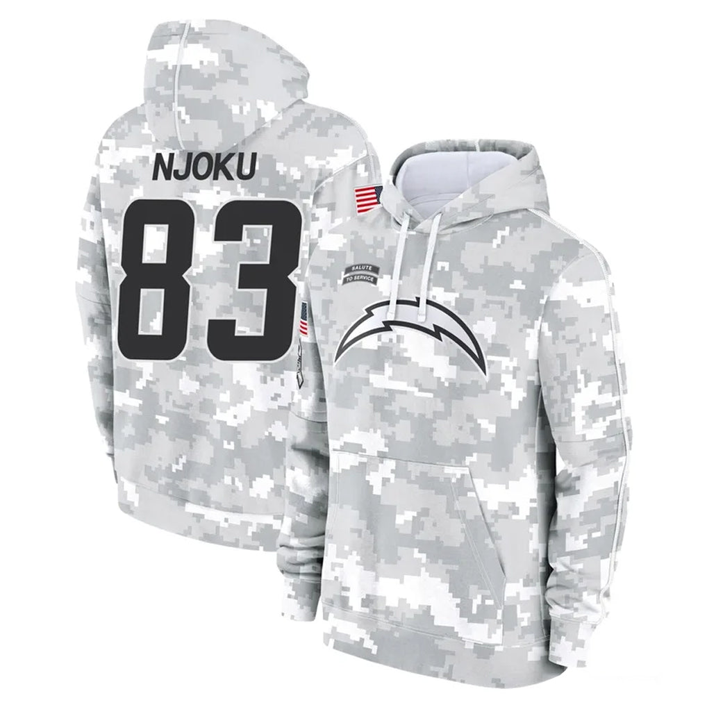 LA.Chargers #83 David Njoku Player Arctic Camo Salute to Service Hoodies Limited Game Stitched Jerseys