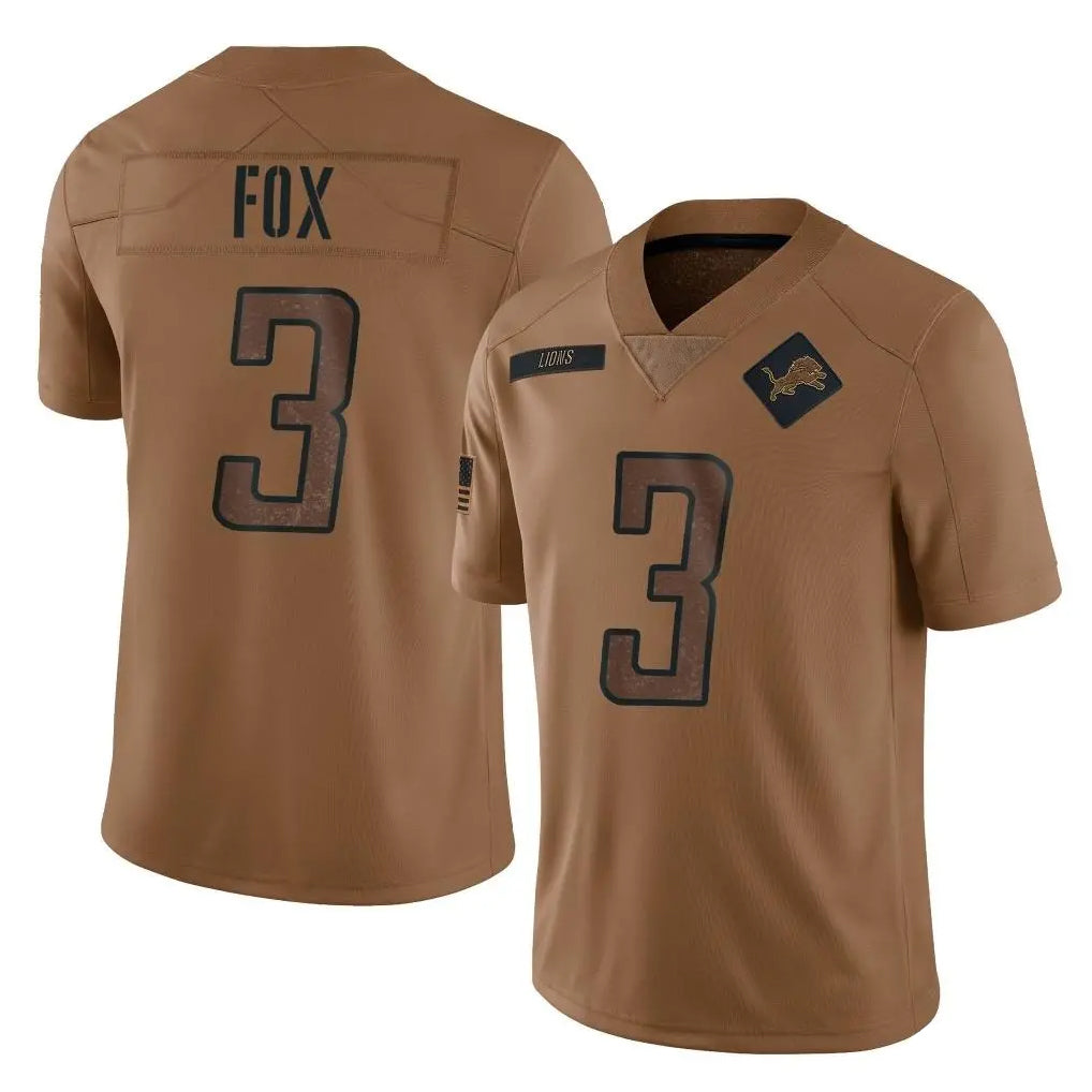 D.Lions #3 Jack Fox Player Brown Salute To Service Limited Jdoa Stitched Jerseys