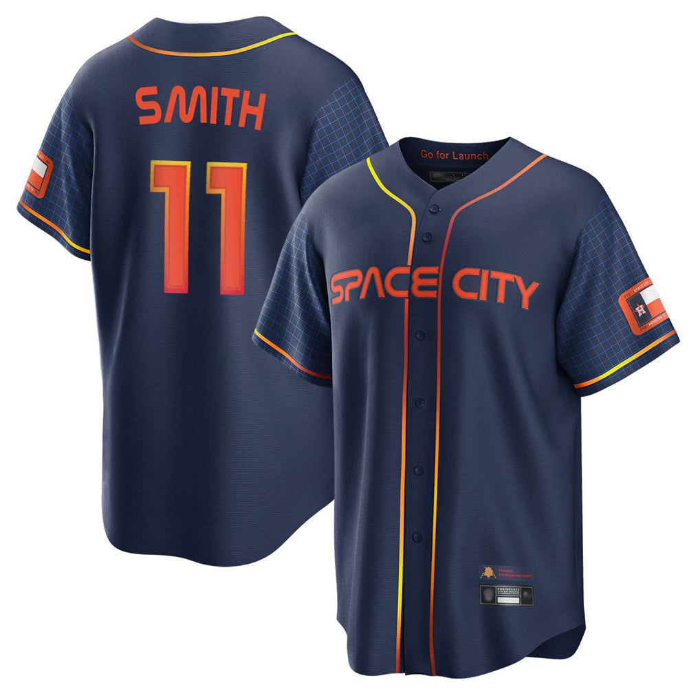 H.Astros #11 Cam Smith Player Navy City Connect Home Game Jdoa Stitched Jerseys