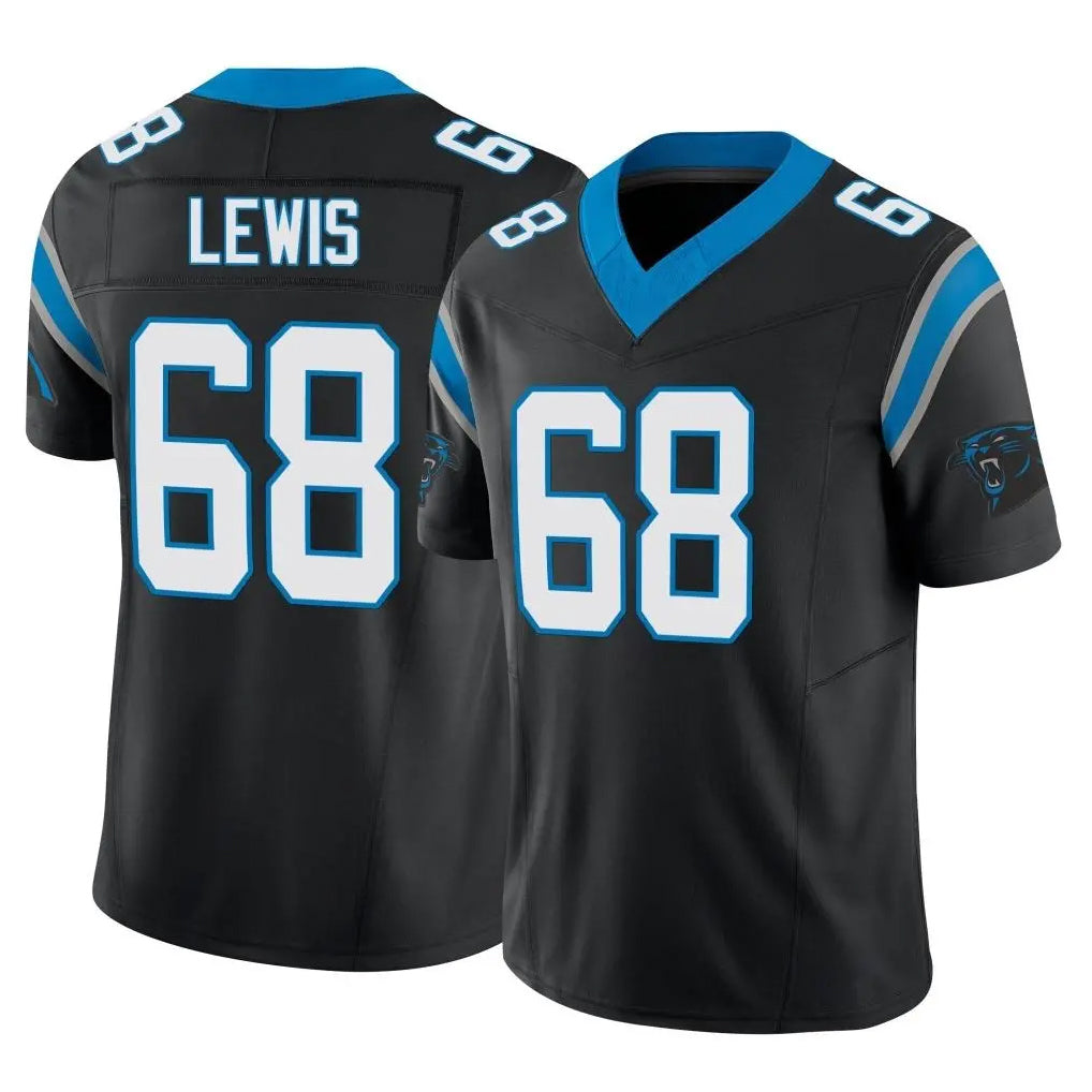 C.Panthers #68 Damien Lewis Player Black Vapor F.U.S.E. Limited Home Game Jdoa Stitched Jerseys