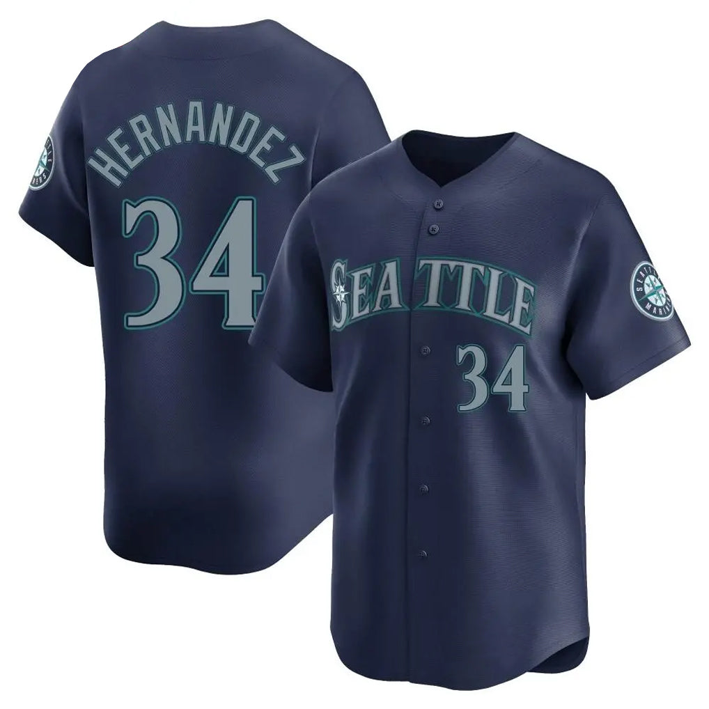 S.Mariners #34 Felix Hernandez Player Navy Home Limited Jdoa Stitched Jerseys
