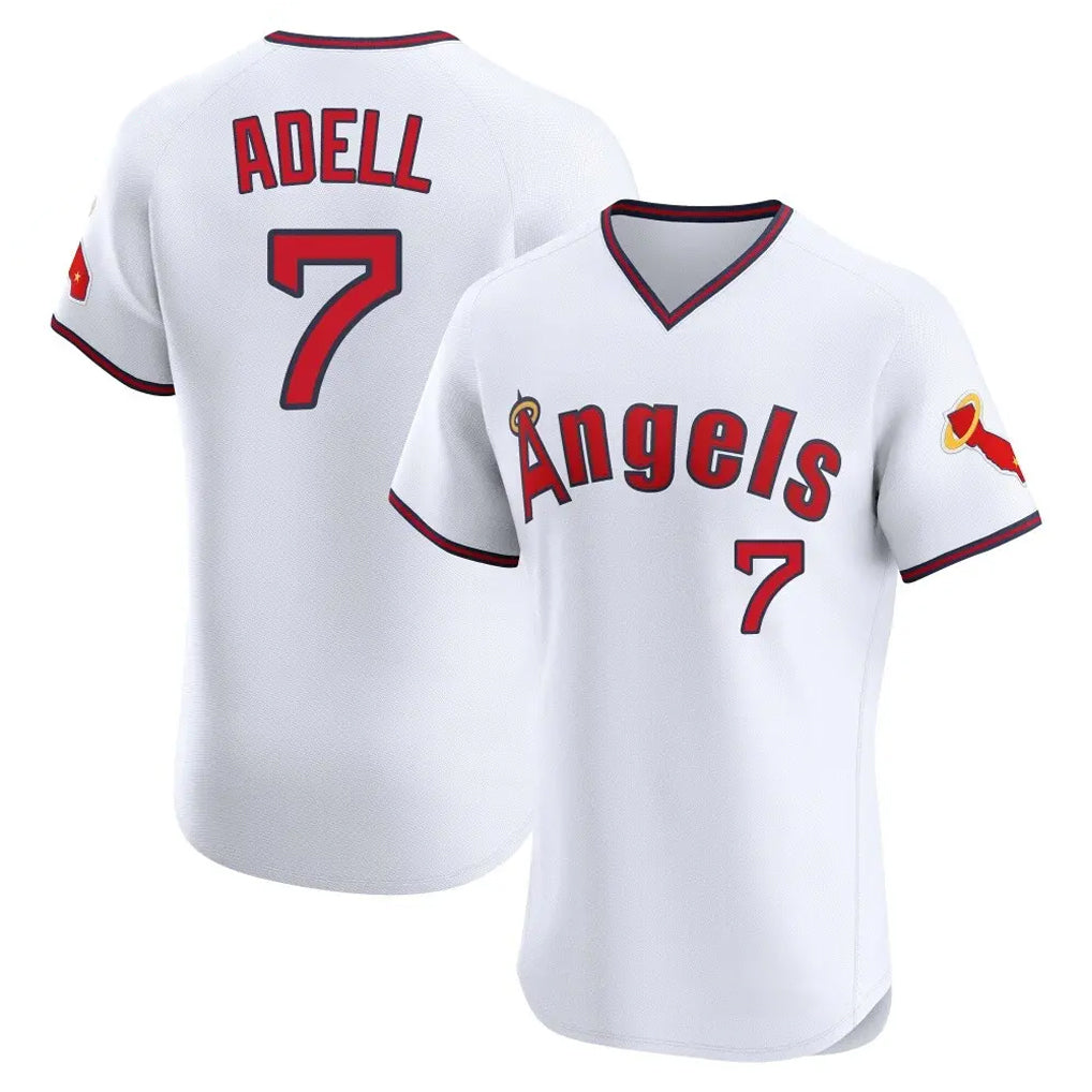 LA.Angels #7 Jo Adell Player White T-shirt Home Limited Elite Jdoa Stitched Jerseys
