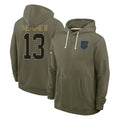 C.Panthers #13 John Metchie III Player Olive Salute to Service Hoodies Game Jdoa Stitched Jerseys