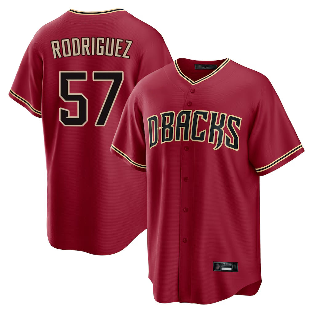A.Diamondbacks #57 Eduardo Rodriguez Player Red Home Game Jdoa Stitched Jerseys