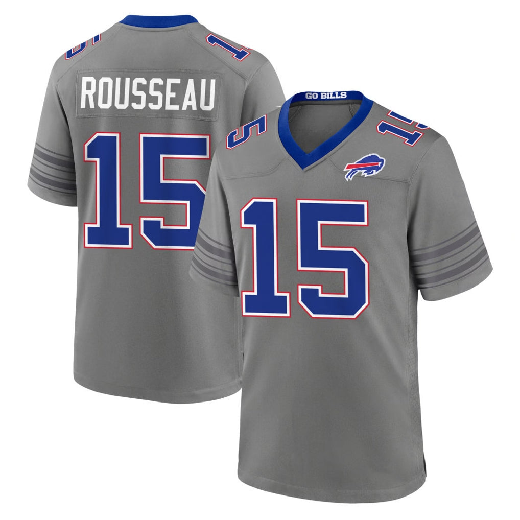 B.Bills #15 Greg Rousseau Player Gray Nickel City Home Game Jdoa Stitched Jerseys