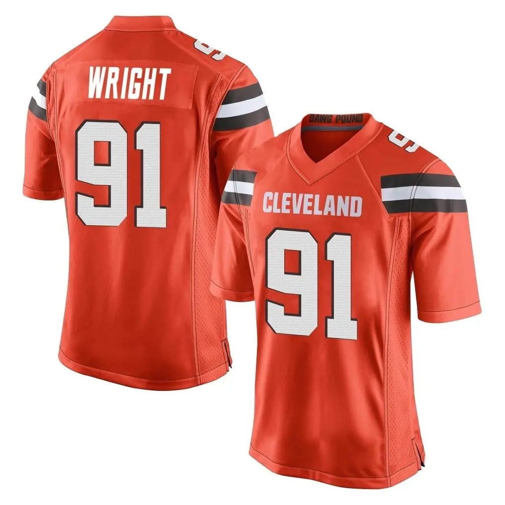 C.Browns #91 Alex Wright Player Orange Home Game Jdoa Stitched Jerseys