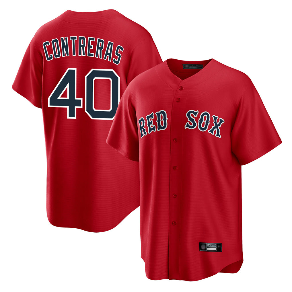 B.Red Sox #40 Willson Contreras Player Red Home Game Jdoa Stitched Jerseys