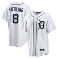 D.Tigers #8 Matt Vierling Player White Home Game Jdoa Stitched Jerseys