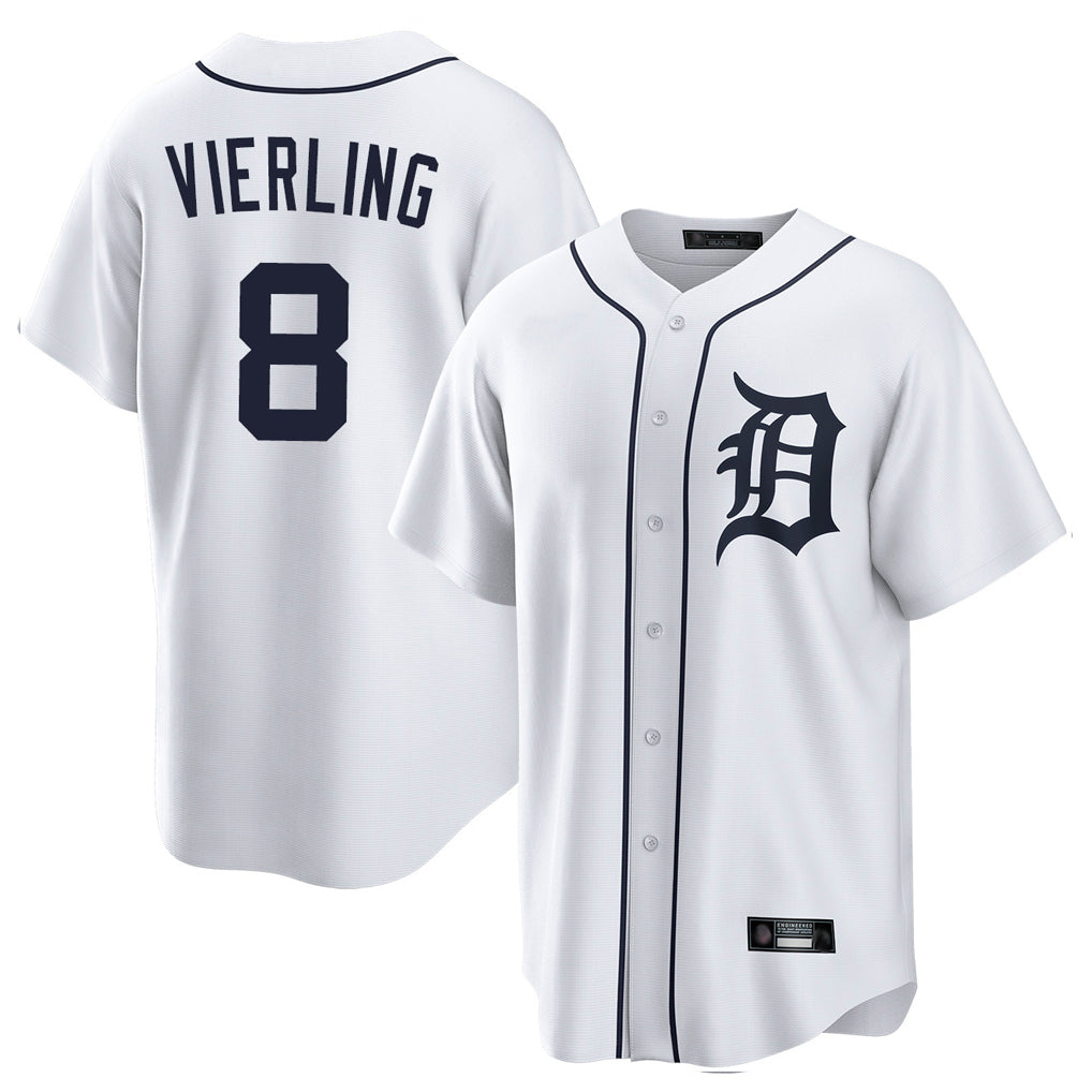 D.Tigers #8 Matt Vierling Player White Home Game Jdoa Stitched Jerseys
