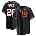 D.Tigers #28 Javier B¨¢ez Player Black Fashion Out Home Game Jdoa Stitched Jerseys