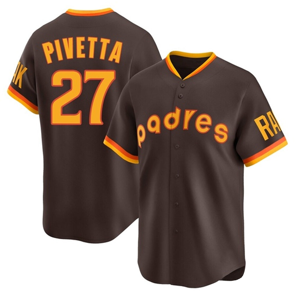 S.Diego Padres #27 Nick Pivetta Player Brown Home Cooperstown Collection Replica Game Jdoa Stitched Jerseys