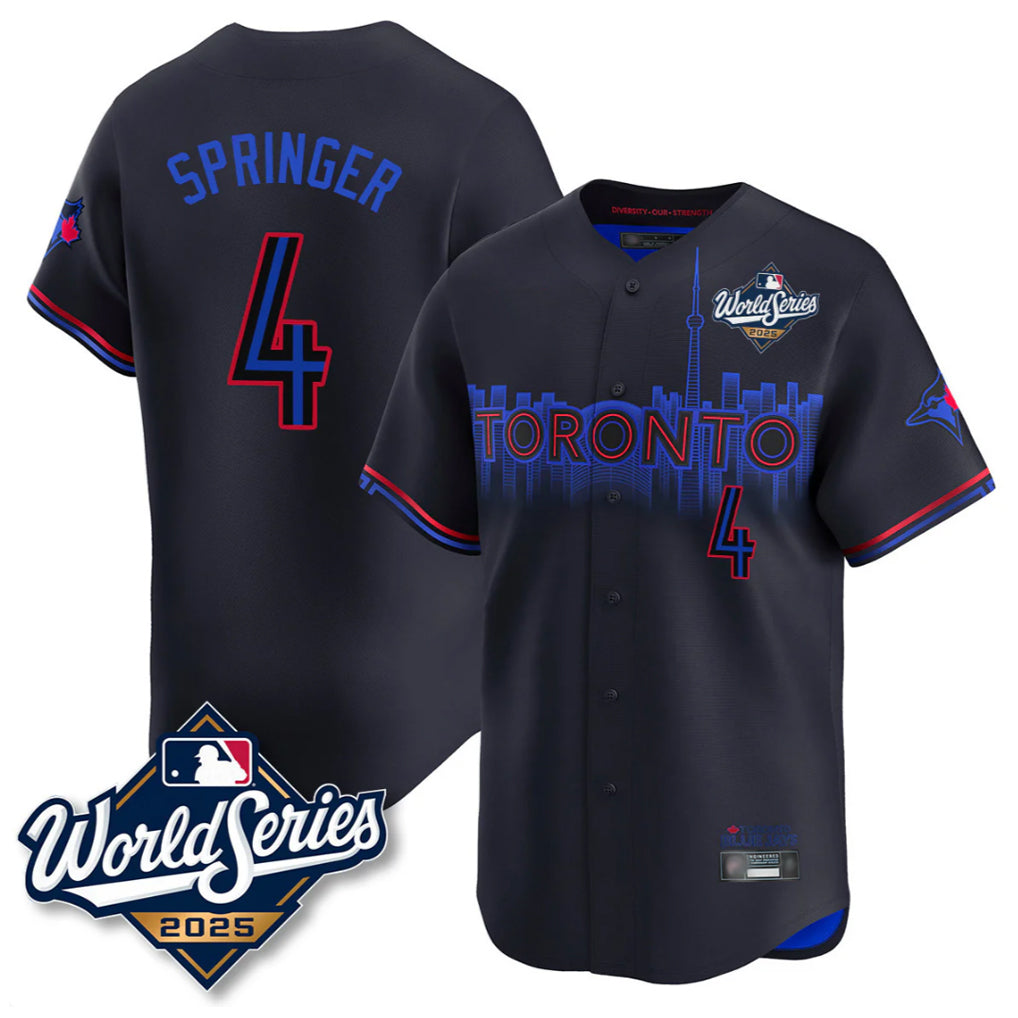 T.Blue Jays #4 George Springer Player Black 2025 World Series City Connect Jdoa Stitched Jerseys