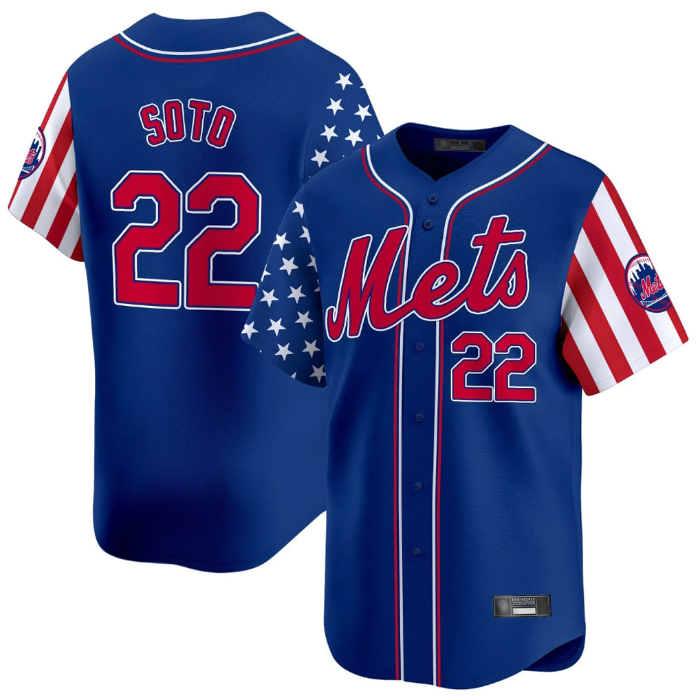 NY.Mets #22 Juan Soto Player Royal 2025 Independence Day Vapor Premier Limited  Jdoa Stitched Jerseys