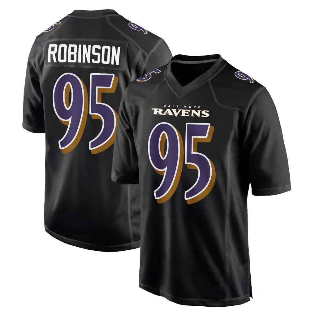 B.Ravens #95 Tavius Robinson Player Black Carbon Fashion Home Game Jdoa Stitched Jerseys