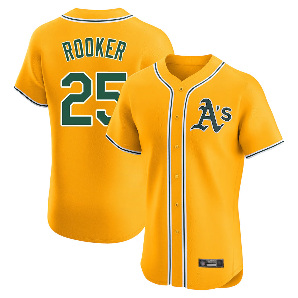 Athletics #25 Brent Rooker Player Gold Limited Elite Home Game Jdoa Stitched Jerseys