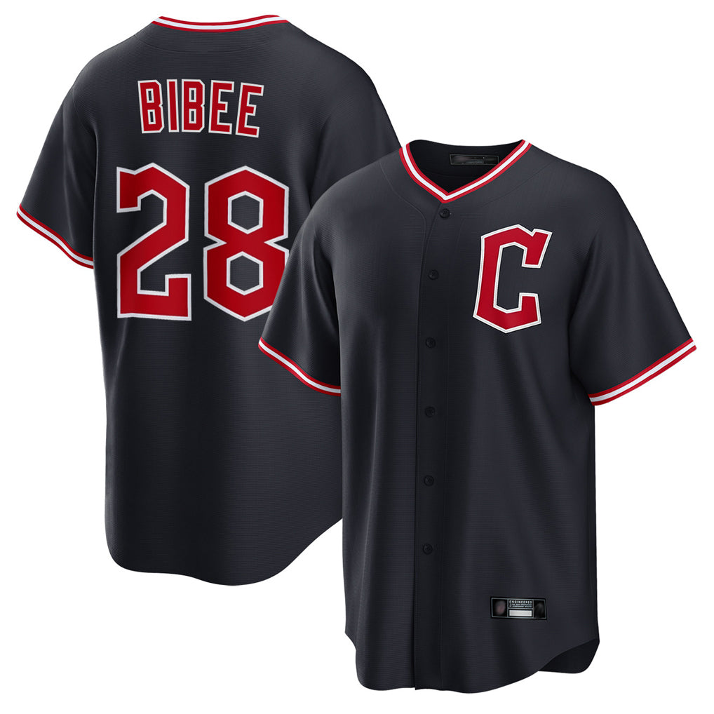 C.Guardians #28 Tanner Bibee Player Navy Home Game Jdoa Stitched Jerseys