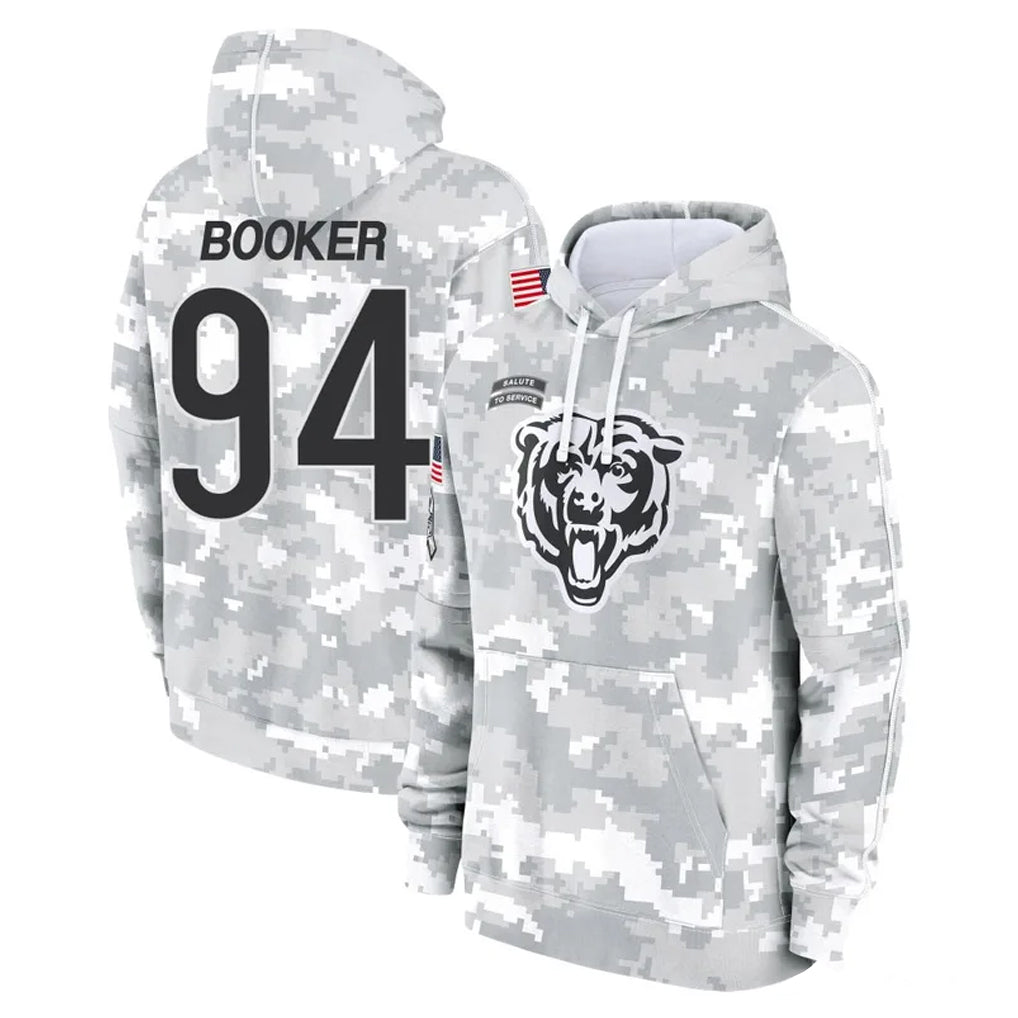 C.Bears #94 Austin Booker Player Arctic Camo Salute to Service Pullover Hoodies Limited Jdoa Stitched Jerseys