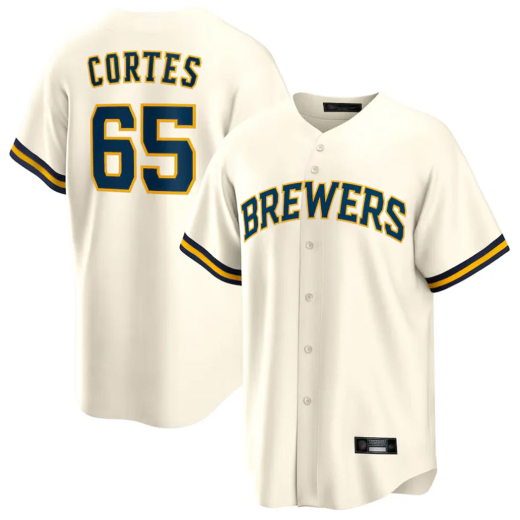 M.Brewers #65 Nestor Cortes Player Cream Home Game Jdoa Stitched Jerseys