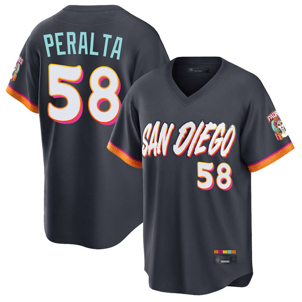 S.Diego Padres #58 Wandy Peralta Player Obsidian 2026 City Connect Home Limited T-shirt Jdoa Stitched Jerseys