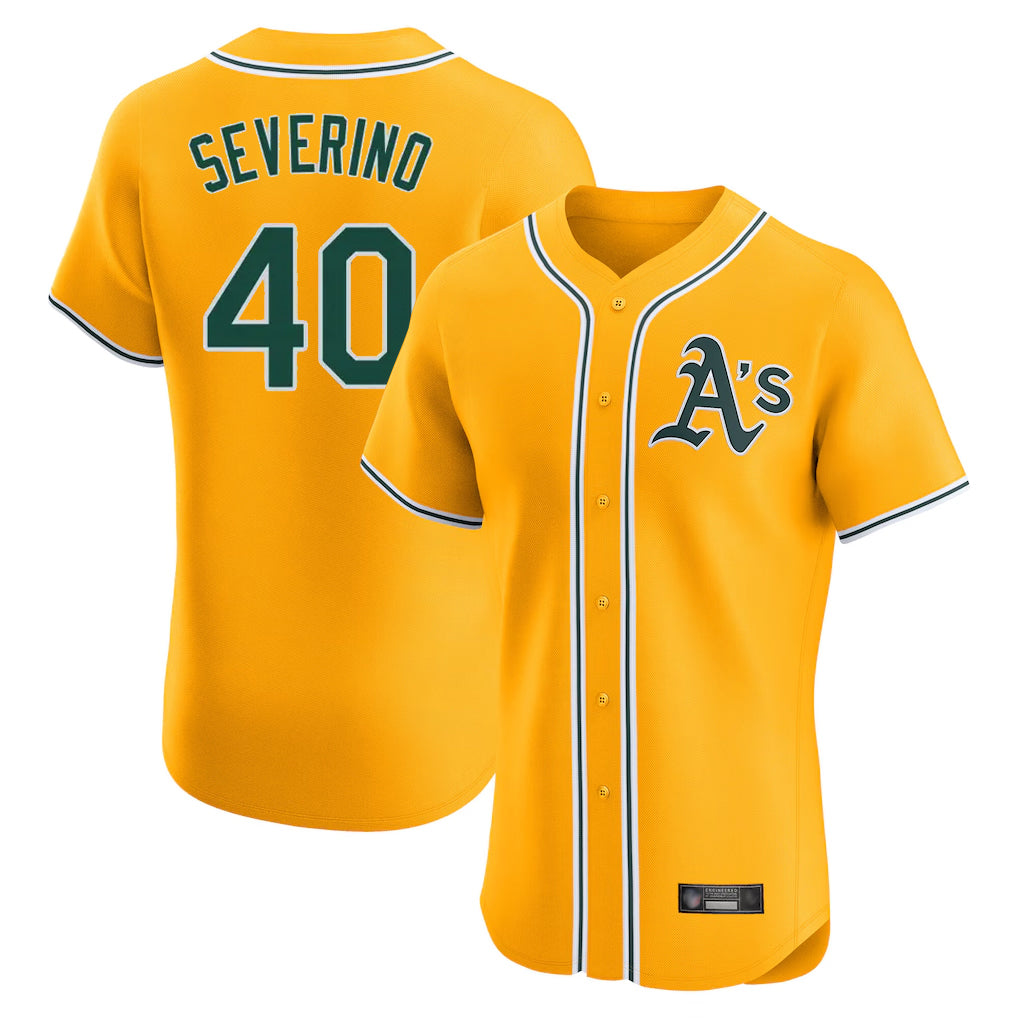 Athletics #40 Luis Severino Player Gold Limited Elite Home Game Jdoa Stitched Jerseys